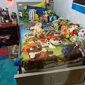 TWO twin sized gray bed frames